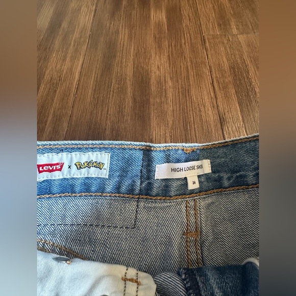 Levi's x Pokemon Misty's High Waisted Denim Shorts rare limited edition Size 24 - Picture 5 of 10